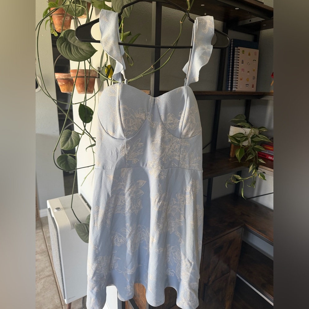 Material Girl Light Blue Floral Mini Dress